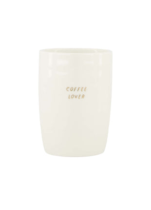 Koffiemok ’coffee lover’ wit/goud Cadeau’s & Lifestyle Keuken & eetkamer Mokken & Bekers