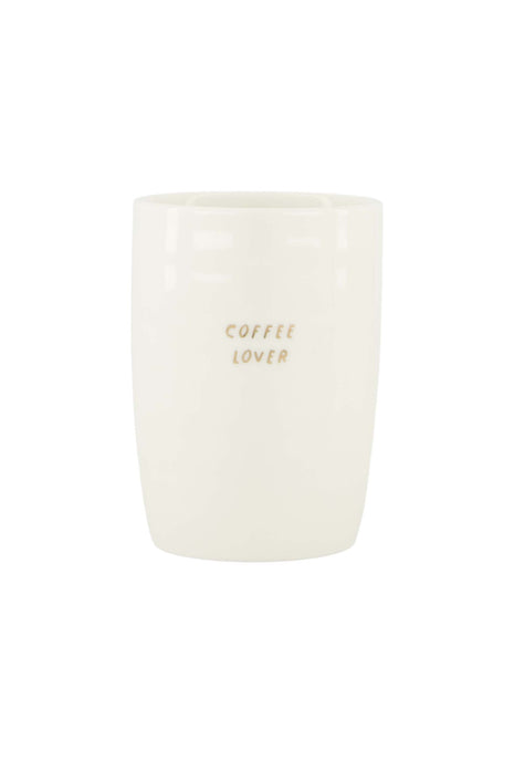 Koffiemok ’coffee lover’ wit/goud Cadeau’s & Lifestyle Keuken & eetkamer Mokken & Bekers