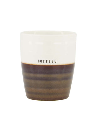 Koffiemok ’coffee’ wit/bruin Cadeau’s & Lifestyle Keuken & eetkamer Mokken & Bekers