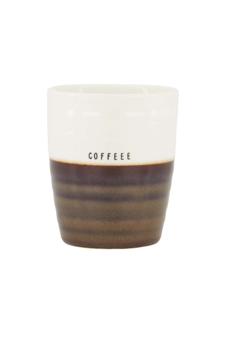 Koffiemok ’coffee’ wit/bruin Cadeau’s & Lifestyle Keuken & eetkamer Mokken & Bekers