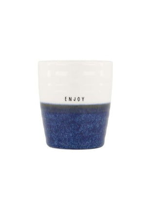 Koffiemok - enjoy - donkerblauw/ wit - Lifestyle - Koken & Tafelen - Servies