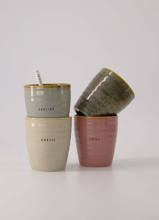 Koffiemok ’geniet’ wit/donkergroen Cadeau’s & Lifestyle Keuken & eetkamer Mokken & Bekers