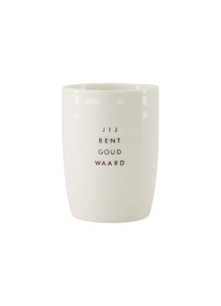 Koffiemok - goud waard - wit/zwart (0703-183) - Lifestyle - Koken & Tafelen - Servies - Mokken & Bekers