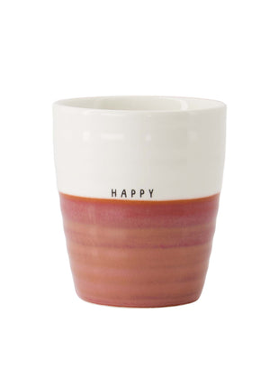 Koffiemok ’happy’ wit/burgundy Cadeau’s & Lifestyle Keuken & eetkamer Mokken & Bekers