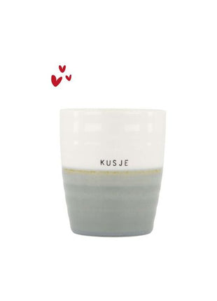 Koffiemok kusje - grijsblauw/wit - Lifestyle - Koken & Tafelen - Servies - Mokken & Bekers