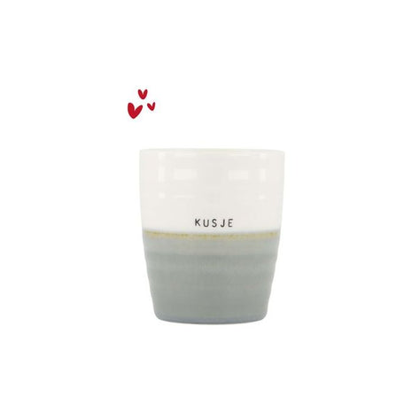 Koffiemok kusje - grijsblauw/wit - Lifestyle - Koken & Tafelen - Servies - Mokken & Bekers