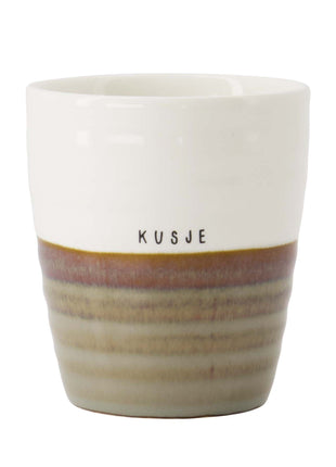 Koffiemok kusje grijsblauw/wit Cadeau’s & Lifestyle Keuken & eetkamer Mokken & Bekers