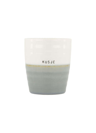 Koffiemok kusje - grijsblauw/wit - Lifestyle - Koken & Tafelen - Servies - Mokken & Bekers