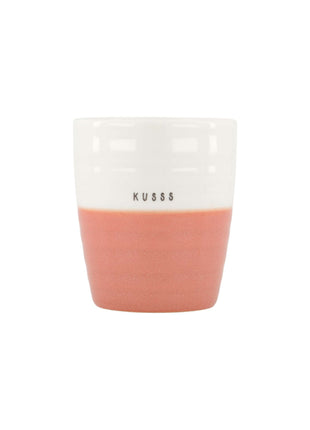Koffiemok - ’kusss’ - wit/oudroze - Lifestyle - Koken & Tafelen - Servies - Mokken & Bekers