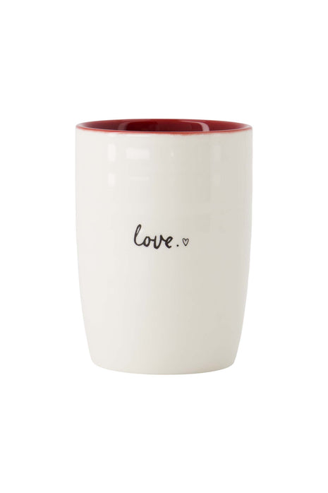 Koffiemok ’love’ wit/rood Cadeau’s & Lifestyle Keuken & eetkamer Mokken & Bekers