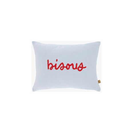 Kussen ’bisous’ - 25x3-5cm - blauw/rood - Lifestyle - Wonen - Kussens & Plaids