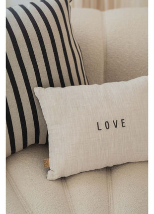 Kussen - bloemenpatroon- love - 35x25cm - antracietgrijs/zand - Lifestyle - In huis - Decoratie