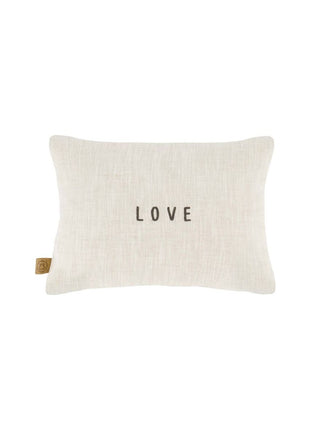 Kussen - bloemenpatroon- love - 35x25cm - antracietgrijs/zand - Lifestyle - In huis - Decoratie