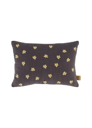 Kussen - bloemenpatroon- love - 35x25cm - antracietgrijs/zand - Lifestyle - In huis - Decoratie