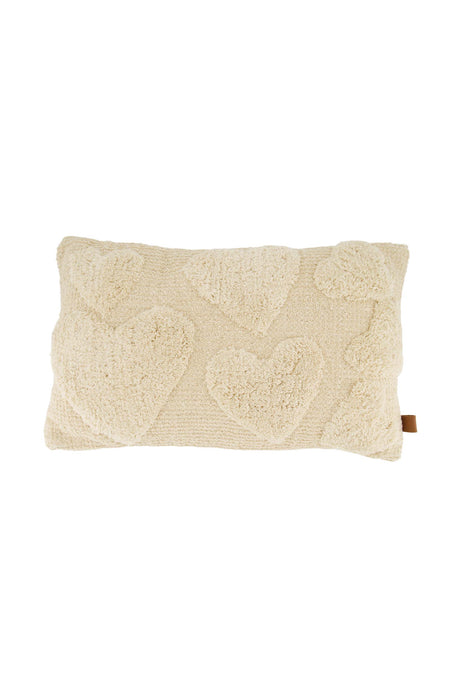 Kussen - hartjes - 30x50cm - ecru - Cadeau’s & Lifestyle - Woonkamer - Kussens & Plaids