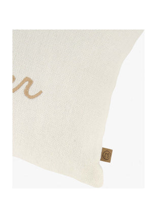 Kussen ’lief klein wonder’ - 25x35cm - wit/camel - Lifestyle - Wonen - Kussens & Plaids