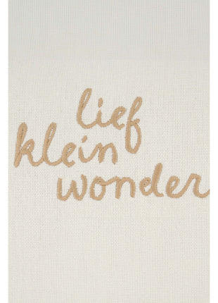 Kussen ’lief klein wonder’ - 25x35cm - wit/camel - Lifestyle - Wonen - Kussens & Plaids