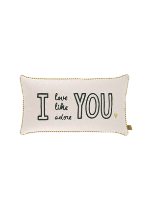 Kussen - love like adore - 60x30cm - ecru/antracietgrijs (0101-351) - Lifestyle - Wonen - Kussens & Plaids