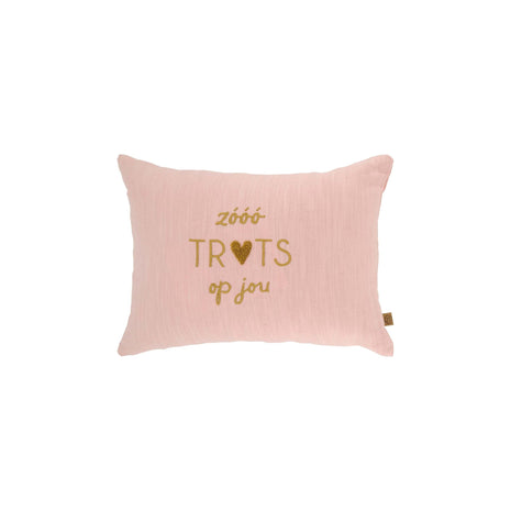 Kussen - zo trots op jou - 35x25cm roze/honing (0101-354) - Licht roze - Lifestyle - Wonen - Kussens & Plaids