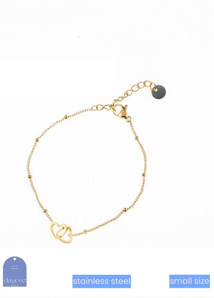 Armbandje - Double heart Bracelet - 14K (13 + 4 cm)