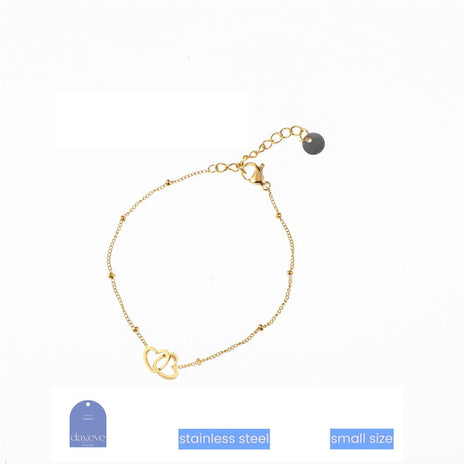 Armbandje - Double heart Bracelet - 14K (13 + 4 cm)