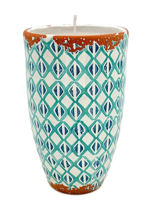 Keramieken Pot met Kaars - Geruit - 21X13cm - MENTA Y BASILICO by Wax Design