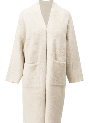 Lange cardigan met zakken B820 Ecru Kleding Truien en cardigans
