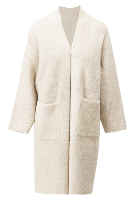 Lange cardigan met zakken B820 Ecru Kleding Truien en cardigans