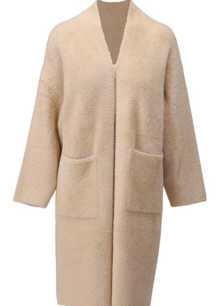 Lange cardigan met zakken B820 Latte Kleding Truien en cardigans