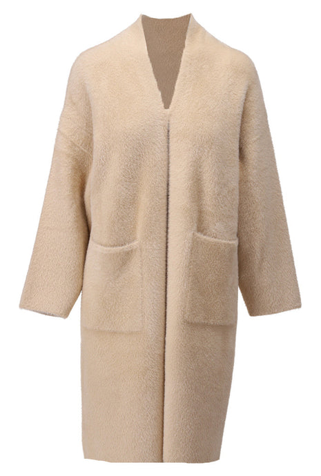 Lange cardigan met zakken B820 Latte Kleding Truien en cardigans