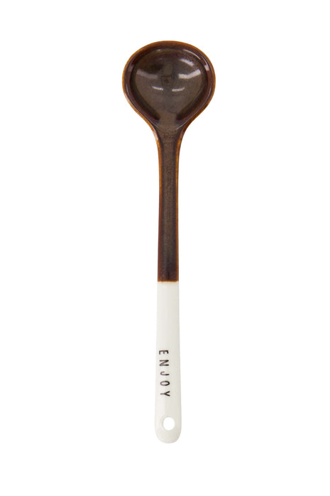 Lepeltje keramiek enjoy wit/bruin Cadeau’s & Lifestyle Keuken & eetkamer Glaswerk & bestek