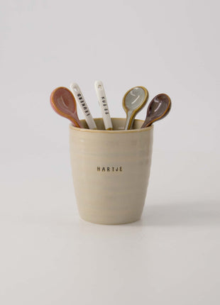 Lepeltje keramiek enjoy wit/bruin Cadeau’s & Lifestyle Keuken & eetkamer Glaswerk & bestek