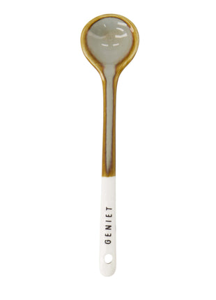 Lepeltje keramiek geniet wit/grijsblauw Cadeau’s & Lifestyle Keuken & eetkamer Glaswerk & bestek