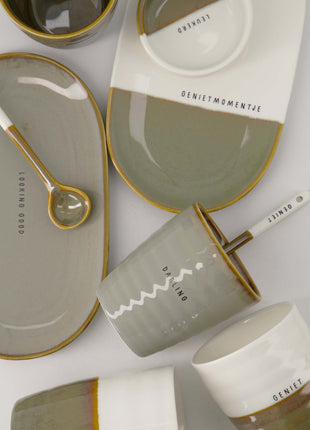Lepeltje keramiek kusss wit/donkergroen Cadeau’s & Lifestyle Keuken & eetkamer Glaswerk & bestek