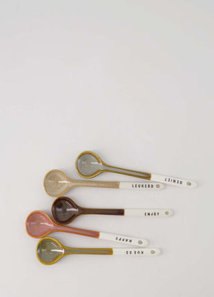 Lepeltje keramiek kusss wit/donkergroen Cadeau’s & Lifestyle Keuken & eetkamer Glaswerk & bestek