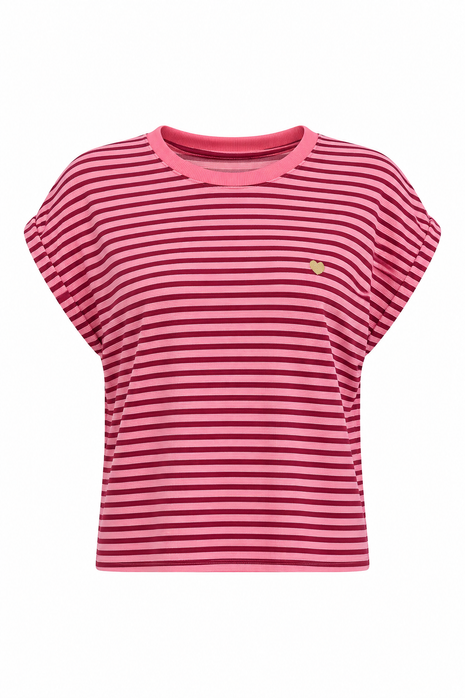 T-shirt à rayures (rose/rouge)