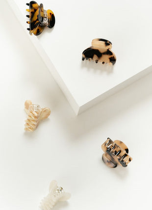 Lili - Mini marmer haarspeld Marmer bruin - Modeaccessoires - Haarspelden