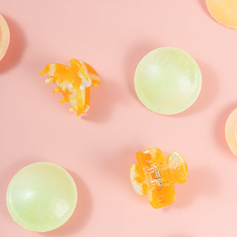 Lili - Mini marmer haarspeld Marmer oranje/ geel - Modeaccessoires - Haarspelden