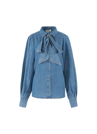 Lissa blouse - 25WBC06 - Denim Mid Blue - Kleding - Blouses