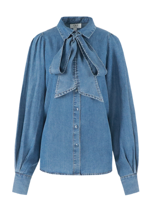 Lissa blouse - 25WBC06 - Denim Mid Blue - Kleding - Blouses