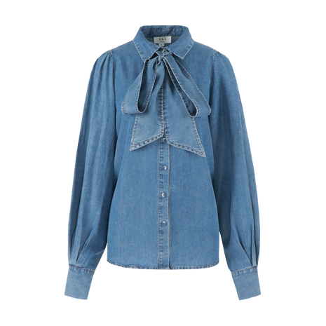 Lissa blouse - 25WBC06 - Denim Mid Blue - Kleding - Blouses