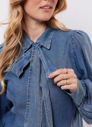 Lissa blouse - 25WBC06 - Denim Mid Blue - Kleding - Blouses