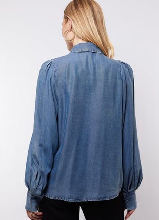 Lissa blouse - 25WBC06 - Denim Mid Blue - Kleding - Blouses