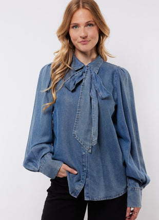 Lissa blouse - 25WBC06 - Denim Mid Blue - Kleding - Blouses