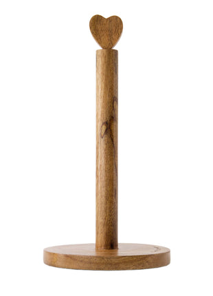 Porte-rouleau de cuisine en bois en forme de cœur - naturel