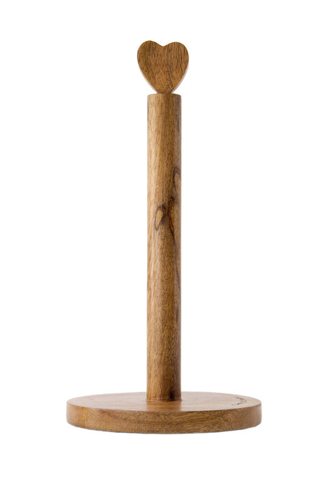 Porte-rouleau de cuisine en bois en forme de cœur - naturel