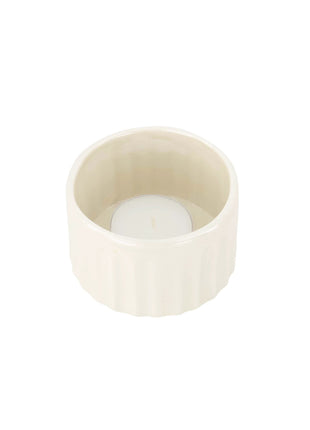 Waxinelichthouder keramiek parelmoer ribbel - zand/goud by Zusss