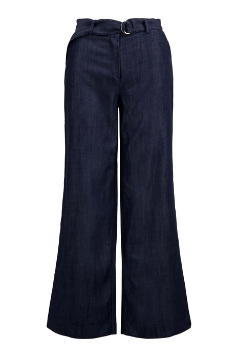 Losse denim broek met ceintuur – donkere denim - Navy / 38/M - Kleding - Jeans