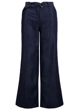 Losse denim broek met ceintuur – donkere denim - Navy / 42/XL - Kleding - Jeans