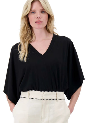 T-shirt wijde mouw met embroidery - Black by Zusss